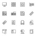 Computer component line icons set Royalty Free Stock Photo