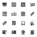 Computer component vector icons set Royalty Free Stock Photo