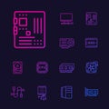 Computer components icons set