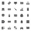 Computer components vector icons set