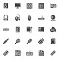 Computer components vector icons set