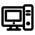 Computer, computer systemBold Outline vector icon which can be easily modified do edit Royalty Free Stock Photo