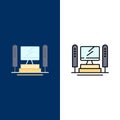 Computer, Computing, Server, Cpu  Icons. Flat and Line Filled Icon Set Vector Blue Background Royalty Free Stock Photo