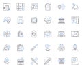 Computer Concepts line icons collection. Algorithm, Binary, Compiler, Database, Encryption, Firewall, Gigabyte vector