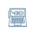 Computer connection line icon concept. Computer connection flat  vector symbol, sign, outline illustration. Royalty Free Stock Photo
