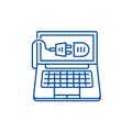 Computer connection line icon concept. Computer connection flat  vector symbol, sign, outline illustration. Royalty Free Stock Photo