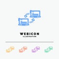 Computer, connection, link, network, sync 5 Color Line Web Icon Template isolated on white. Vector illustration Royalty Free Stock Photo