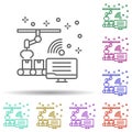Computer connection robot arm multi color icon. Simple thin line, outline vector of computer icons for ui and ux, website or Royalty Free Stock Photo