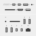 Computer connectors with icons Royalty Free Stock Photo