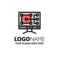 Computer, Construction, Repair Business Logo Template. Flat Color Royalty Free Stock Photo