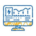 computer control of electricity consumption icon doodle illustration Royalty Free Stock Photo