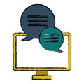 Computer conversation communication bubble speech sketch Royalty Free Stock Photo