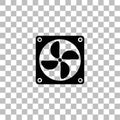 Computer cooling fan icon flat