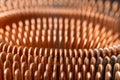 Computer copper radiator with fins for cooling microcircuits Royalty Free Stock Photo