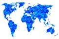 Computer cords in blue world map, isolated Royalty Free Stock Photo