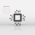 Computer cpu icon in flat style. Circuit board vector illustration on white isolated background. Motherboard chip business concept Royalty Free Stock Photo