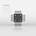 Computer cpu icon in flat style. Circuit board vector illustration on white isolated background. Motherboard chip business concept Royalty Free Stock Photo