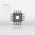 Computer cpu icon in flat style. Circuit board vector illustration on white isolated background. Motherboard chip business concept Royalty Free Stock Photo