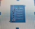 Computer CPU processor micro chip close up in details