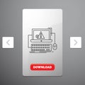 Computer, crash, error, failure, system Line Icon in Carousal Pagination Slider Design & Red Download Button Royalty Free Stock Photo