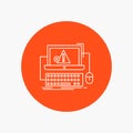 Computer, crash, error, failure, system White Line Icon in Circle background. vector icon illustration Royalty Free Stock Photo
