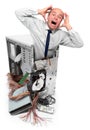 Computer crash and frustrated businessman. Royalty Free Stock Photo