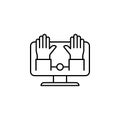 Computer, crime, handcuff icon. Element of social addict icon. Thin line icon for website design and development, app development