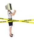 Computer Crime Office Lady Hacker Arrested Illustration Royalty Free Stock Photo