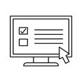 Computer with cursor arrow silhouette style icon vector design