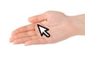 Computer cursor in hand