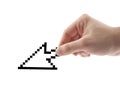 Computer cursor in hand