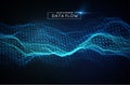 Computer data flow background. Vector EPS 10. Big data network technology wave. Royalty Free Stock Photo