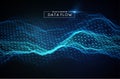Computer data flow background. Vector EPS 10. Big data network technology wave. Royalty Free Stock Photo