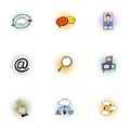 Computer data icons set, pop-art style Royalty Free Stock Photo