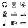 Computer data icons set, simple style Royalty Free Stock Photo
