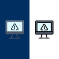 Computer, Data, Information, Internet, Security  Icons. Flat and Line Filled Icon Set Vector Blue Background Royalty Free Stock Photo