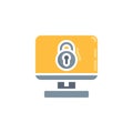 Computer Data protection flat icon Royalty Free Stock Photo