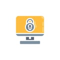 Computer Data protection flat icon Royalty Free Stock Photo