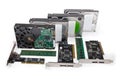 Computer data storage devices different types on a white background Royalty Free Stock Photo