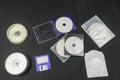 Computer data storage - discs and floppy disk. Royalty Free Stock Photo