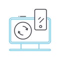 computer data synchronization line icon, outline symbol, vector illustration, concept sign