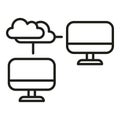 Computer data transfer icon outline vector. Station work