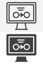 Computer data transfer line and solid vector icon set Royalty Free Stock Photo