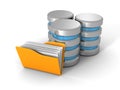 Computer Database With Yellow Office Document Folder