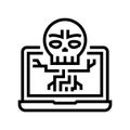 computer death programm line icon vector illustration