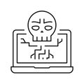 computer death programm line icon vector illustration
