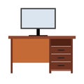 Computer desk flat icon