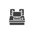 Computer desk and speakers vector icon Royalty Free Stock Photo