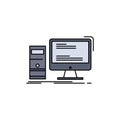 Computer, desktop, gaming, pc, personal Flat Color Icon Vector Royalty Free Stock Photo