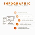 Computer, desktop, gaming, pc, personal Infographics Template for Website and Presentation. Line Gray icon with Orange infographic Royalty Free Stock Photo